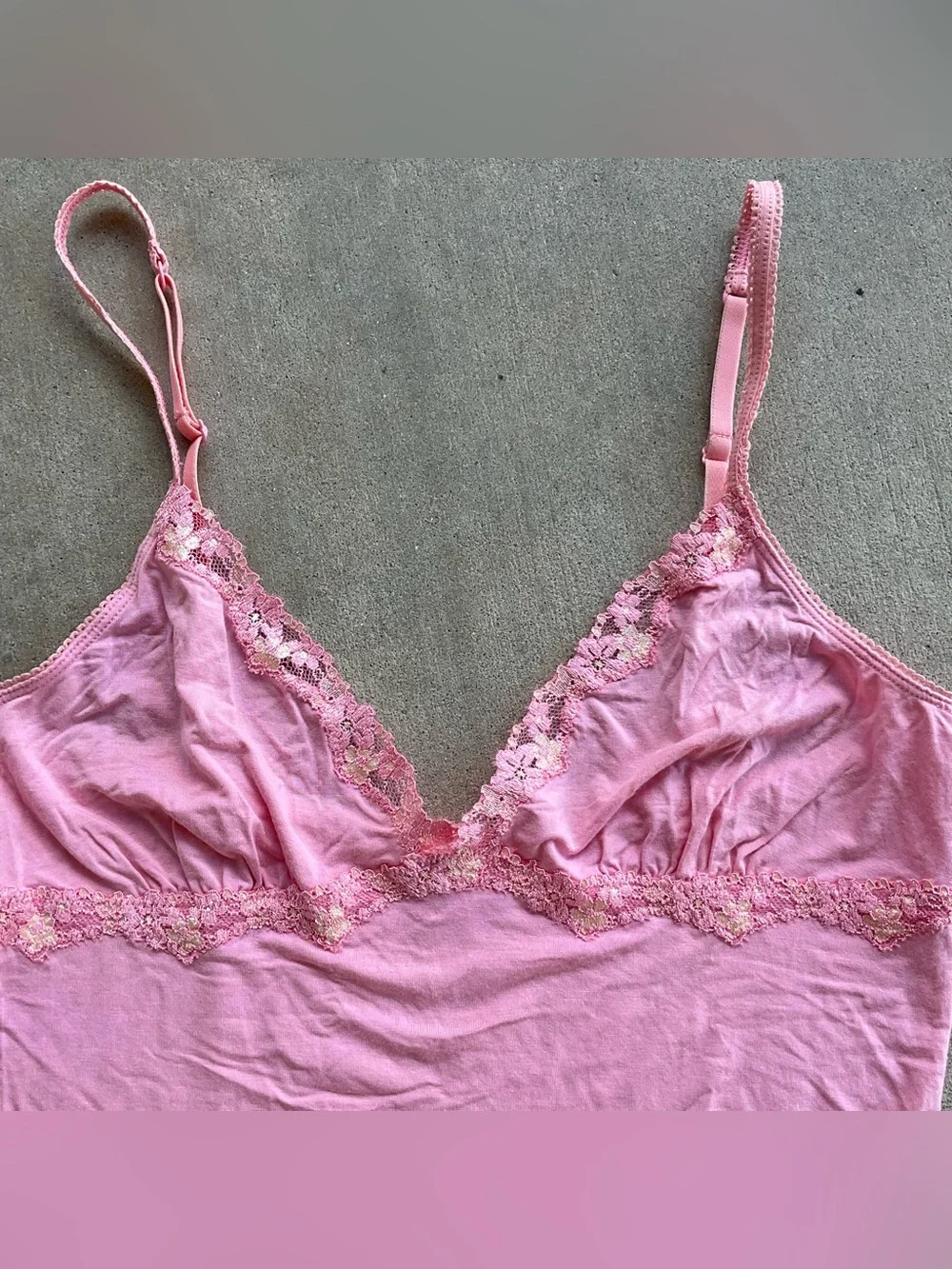 Vintage victoria secret Pink Lace Trim Cami and Short Sleep Set
